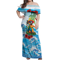 Funny Parrot Margarita Five O'clock Somewhere Off Shoulder Maxi Dress