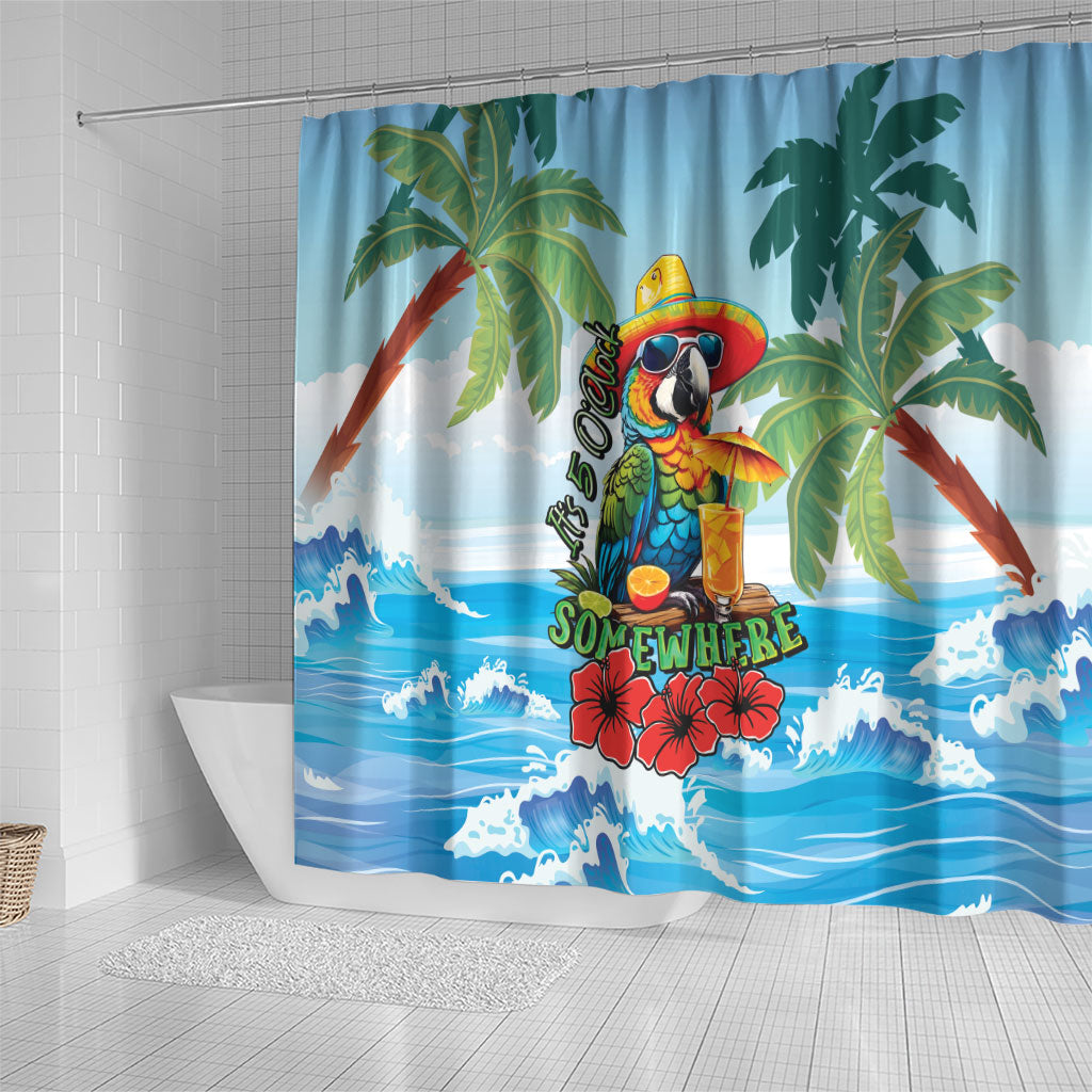 Funny Parrot Margarita Five O'clock Somewhere Shower Curtain