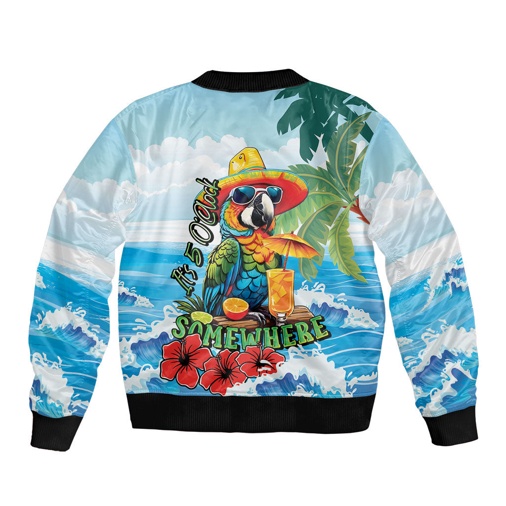 Funny Parrot Margarita Five O'clock Somewhere Sleeve Zip Bomber Jacket