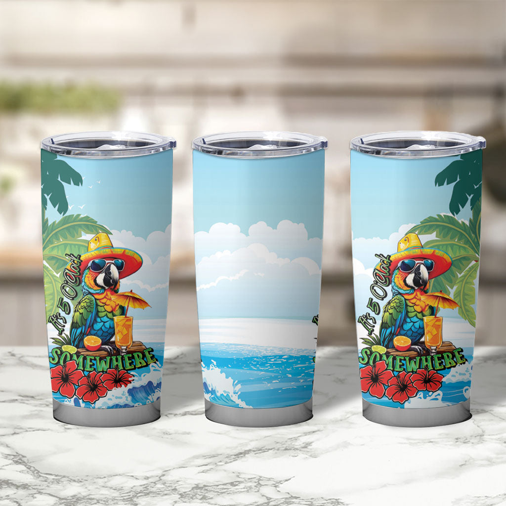 Funny Parrot Margarita Five O'clock Somewhere Tumbler Cup