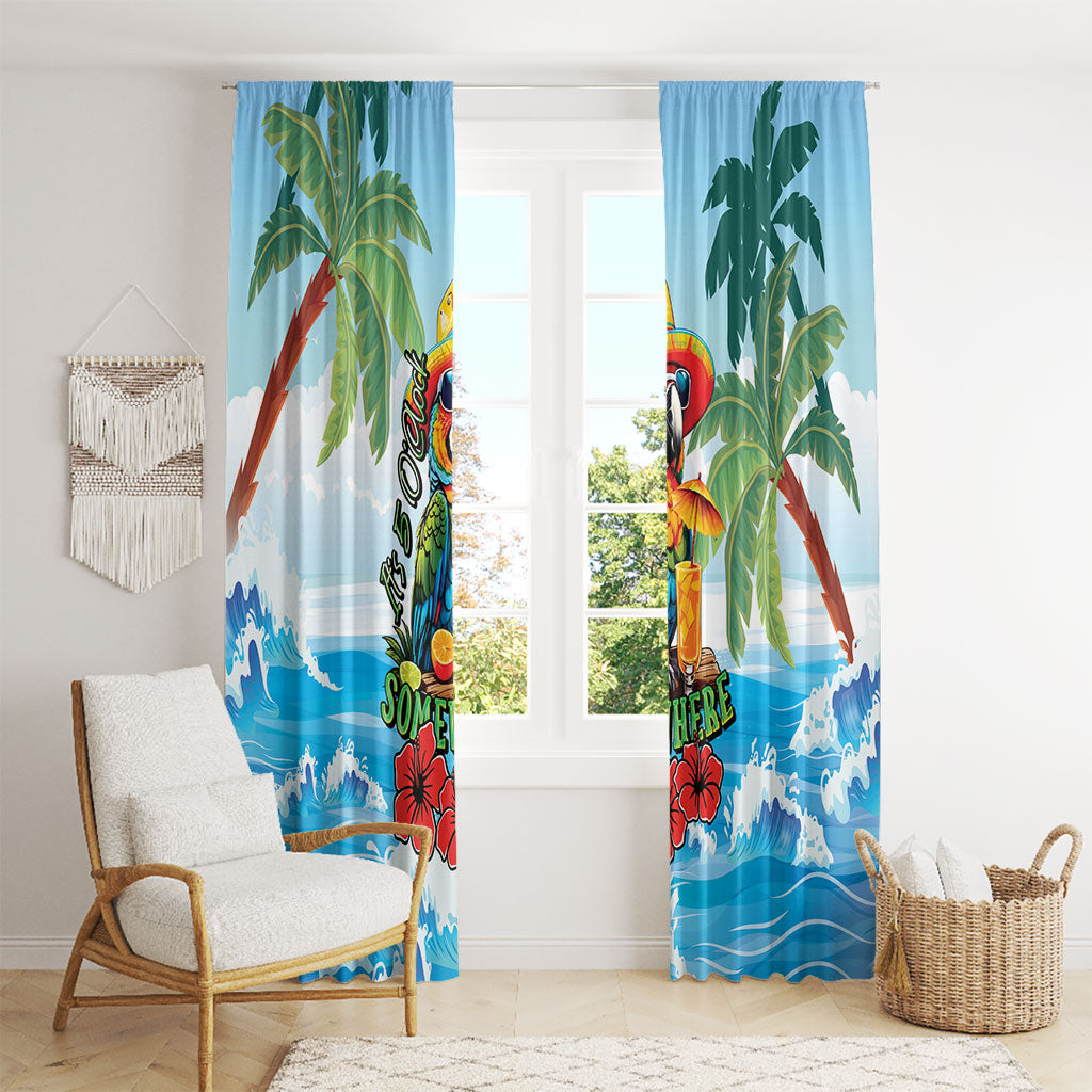 Funny Parrot Margarita Five O'clock Somewhere Window Curtain
