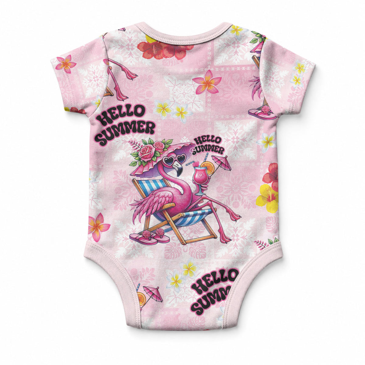 Hawaii Flamingo Hello Summer Baby Onesie Hawaiian Quilt Pattern LT9 - Polynesian Pride