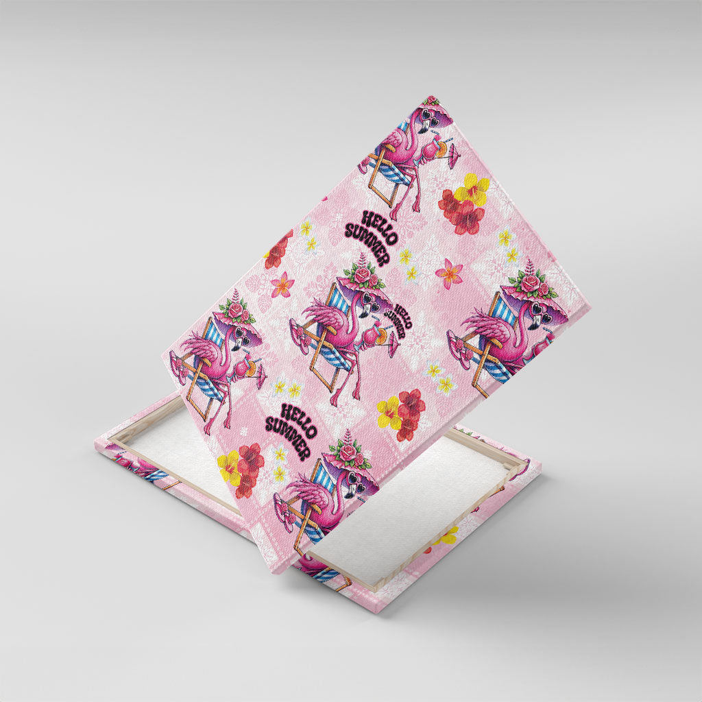 Hawaii Flamingo Hello Summer Canvas Wall Art Hawaiian Quilt Pattern