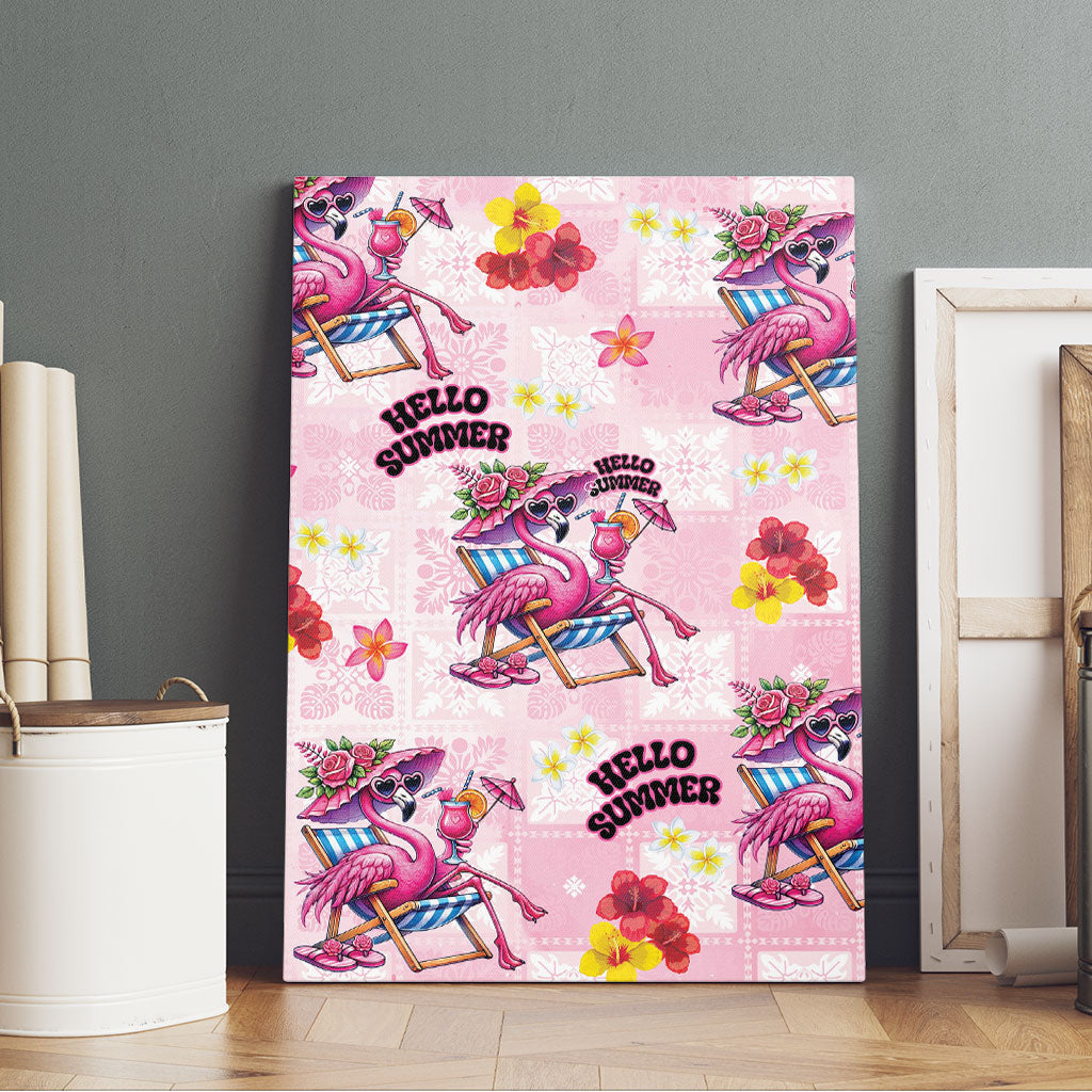 Hawaii Flamingo Hello Summer Canvas Wall Art Hawaiian Quilt Pattern