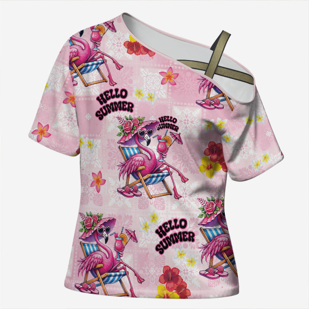 Hawaii Flamingo Hello Summer Cross Shoulder Shirt Hawaiian Quilt Pattern