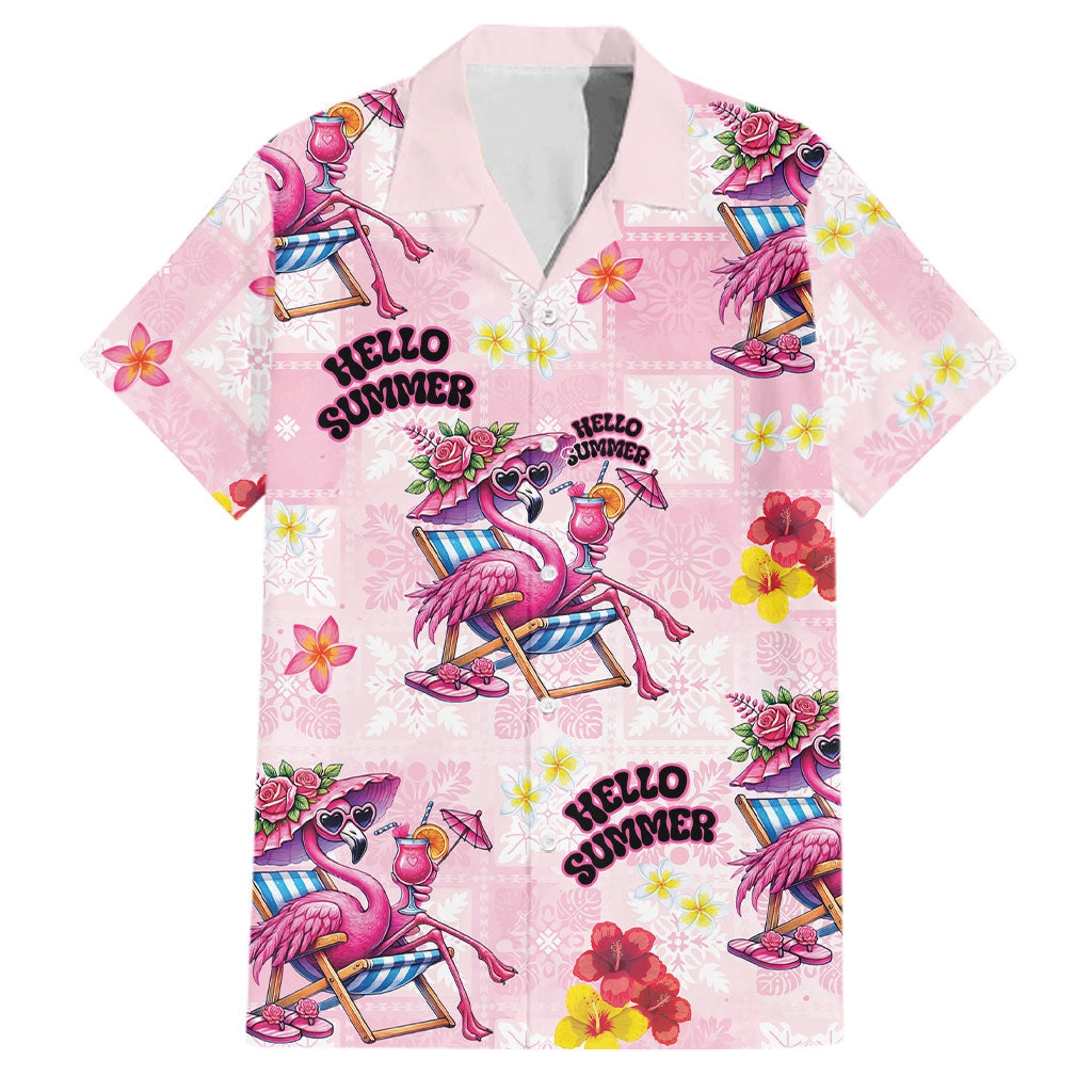 Hawaii Flamingo Hello Summer Family Matching Off Shoulder Maxi Dress and Hawaiian Shirt Hawaiian Quilt Pattern