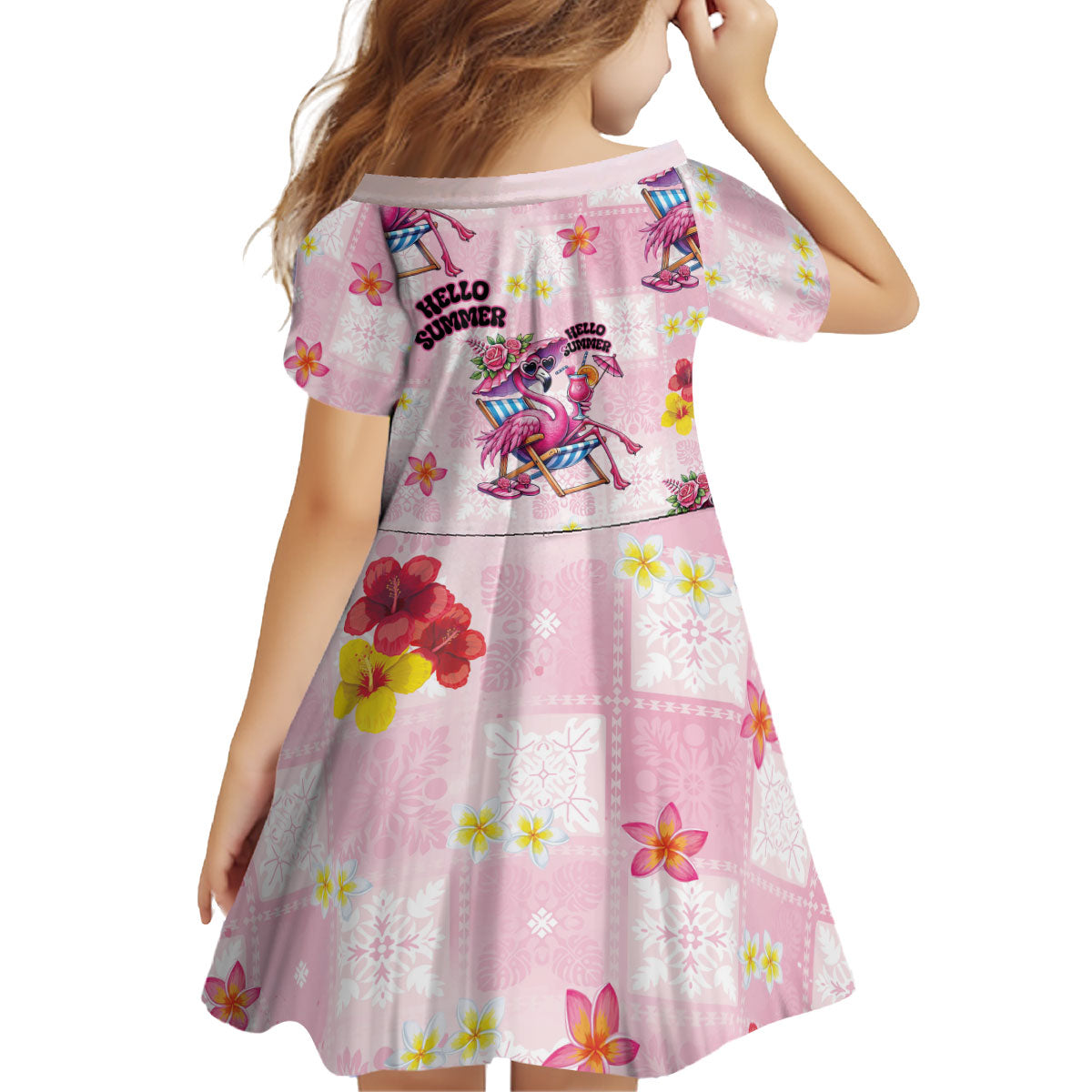Hawaii Flamingo Hello Summer Kid Short Sleeve Dress Hawaiian Quilt Pattern