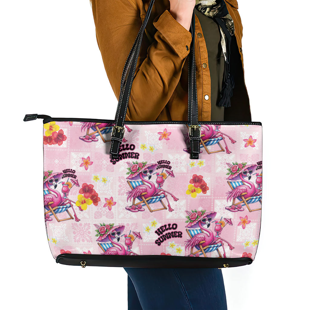 Hawaii Flamingo Hello Summer Leather Tote Bag Hawaiian Quilt Pattern