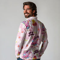 Hawaii Flamingo Hello Summer Long Sleeve Polo Shirt Hawaiian Quilt Pattern