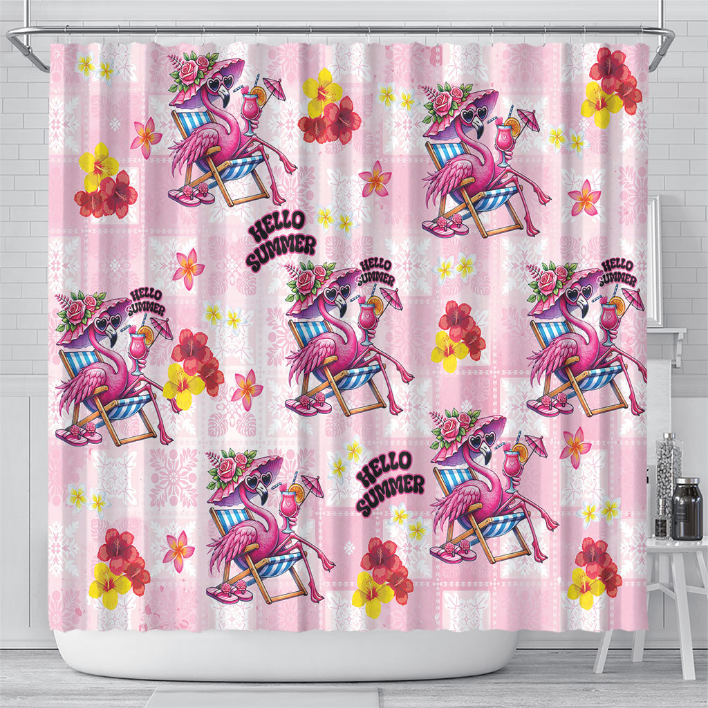 Hawaii Flamingo Hello Summer Shower Curtain Hawaiian Quilt Pattern