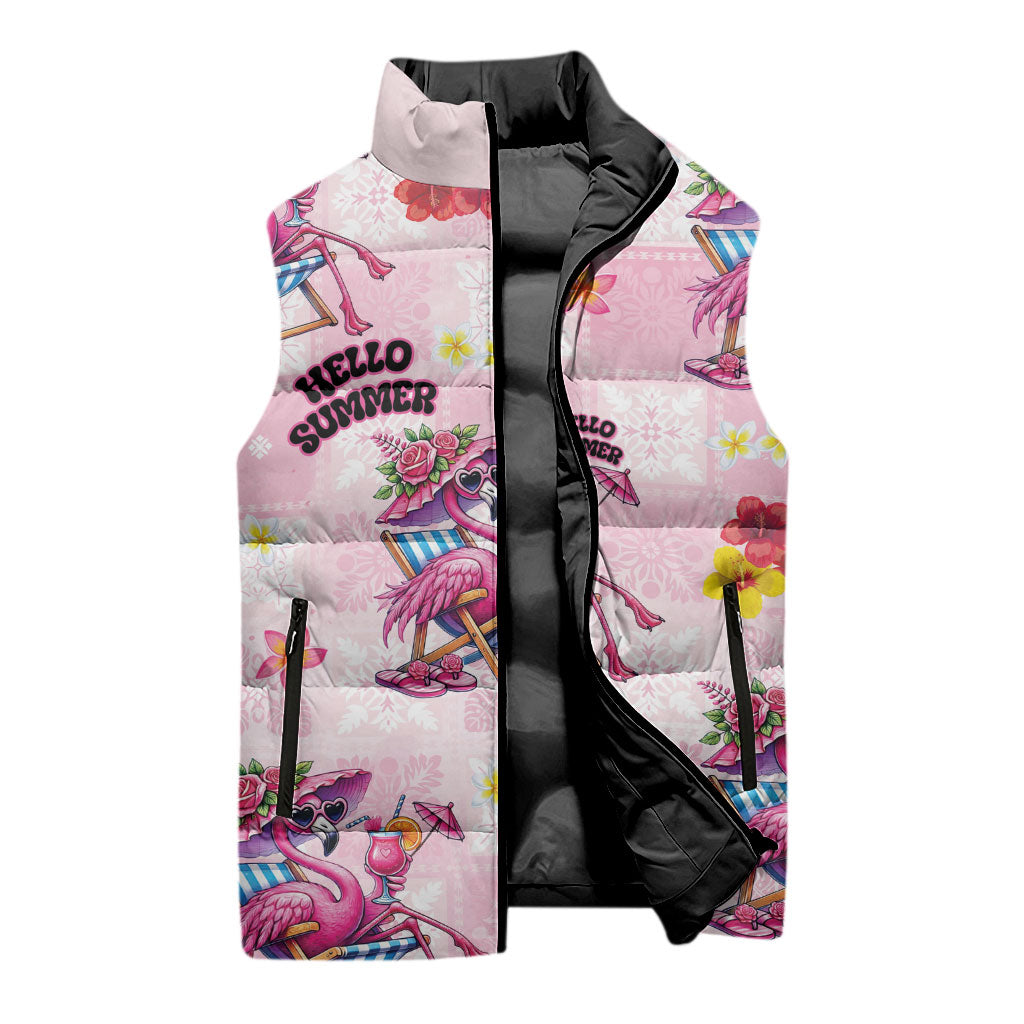 Hawaii Flamingo Hello Summer Sleeveless Puffer Jacket Hawaiian Quilt Pattern