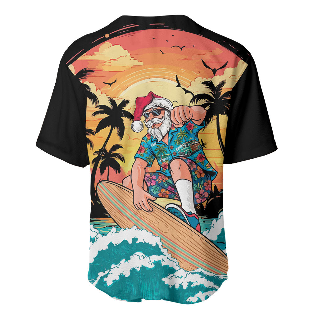 Vintage Santa Claus Surfing Summer Baseball Jersey Mele Kalikimaka i Iulai!