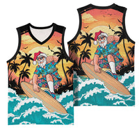Vintage Santa Claus Surfing Summer Basketball Jersey Mele Kalikimaka i Iulai!