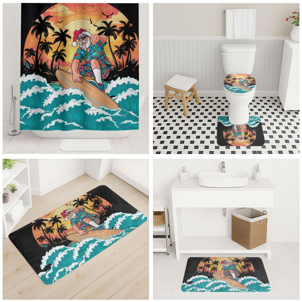 Vintage Santa Claus Surfing Summer Bathroom Set Mele Kalikimaka i Iulai! LT9 - Polynesian Pride