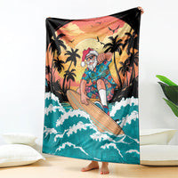 Vintage Santa Claus Surfing Summer Blanket Mele Kalikimaka i Iulai!