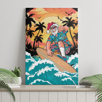 Vintage Santa Claus Surfing Summer Canvas Wall Art Mele Kalikimaka i Iulai!