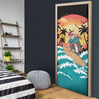 Vintage Santa Claus Surfing Summer Door Cover Mele Kalikimaka i Iulai!