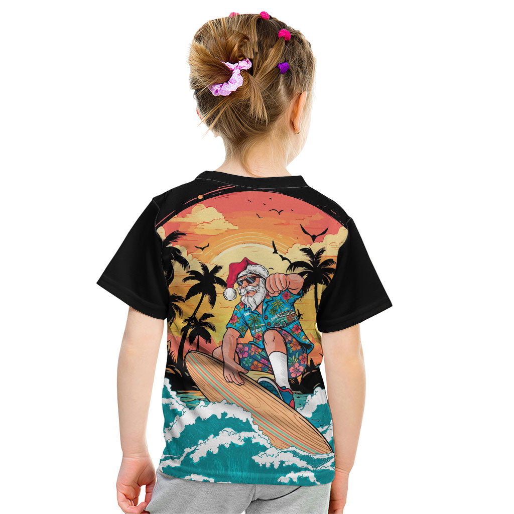 Vintage Santa Claus Surfing Summer Kid T Shirt Mele Kalikimaka i Iulai!