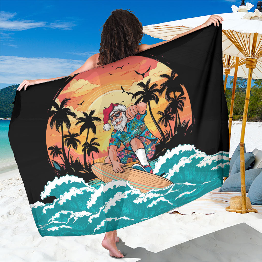 Vintage Santa Claus Surfing Summer Sarong Mele Kalikimaka i Iulai!