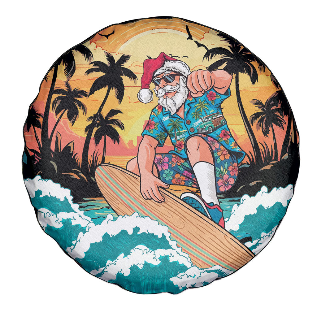 Vintage Santa Claus Surfing Summer Spare Tire Cover Mele Kalikimaka i Iulai!