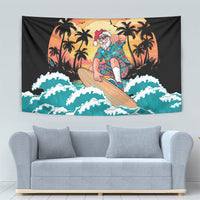 Vintage Santa Claus Surfing Summer Tapestry Mele Kalikimaka i Iulai! LT9 - Polynesian Pride