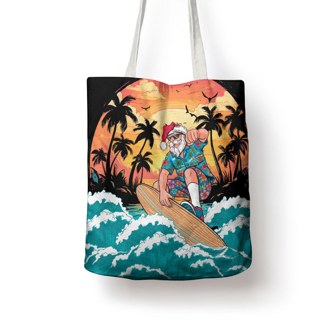 Vintage Santa Claus Surfing Summer Tote Bag Mele Kalikimaka i Iulai!