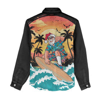 Vintage Santa Claus Surfing Summer Women Casual Shirt Mele Kalikimaka i Iulai!
