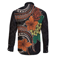 Vintage Hibiscus Pacific Floral Family Matching Off Shoulder Short Dress and Hawaiian Shirt