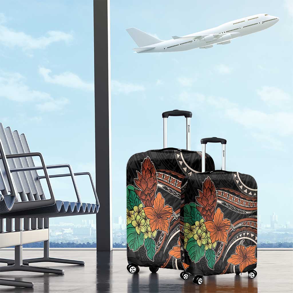 Vintage Hibiscus Pacific Floral Luggage Cover