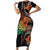 Vintage Hibiscus Pacific Floral Short Sleeve Bodycon Dress