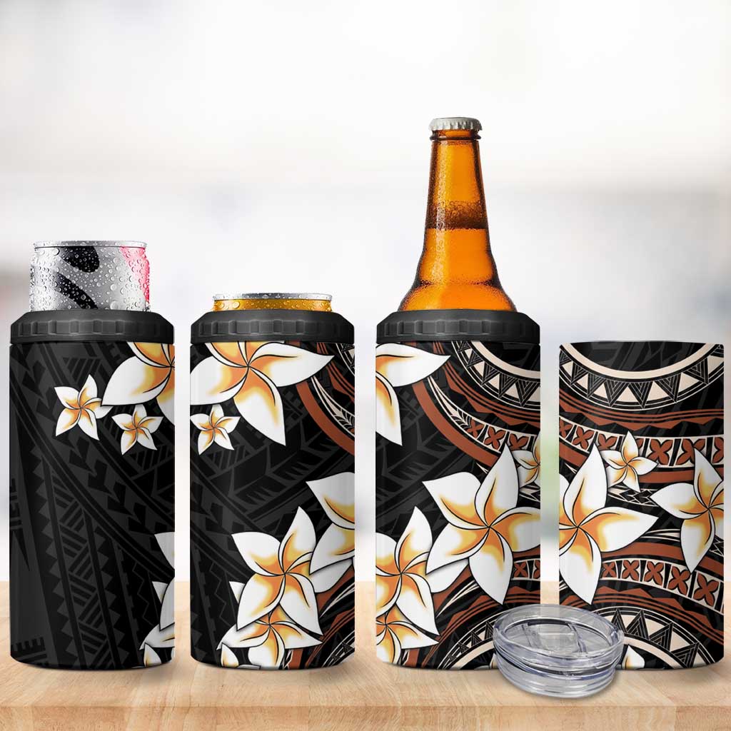 Vintage Plumeria Pacific Floral 4 in 1 Can Cooler Tumbler
