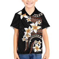 Vintage Plumeria Pacific Floral Family Matching Short Sleeve Bodycon Dress and Hawaiian Shirt LT9 Son's Shirt Black - Polynesian Pride