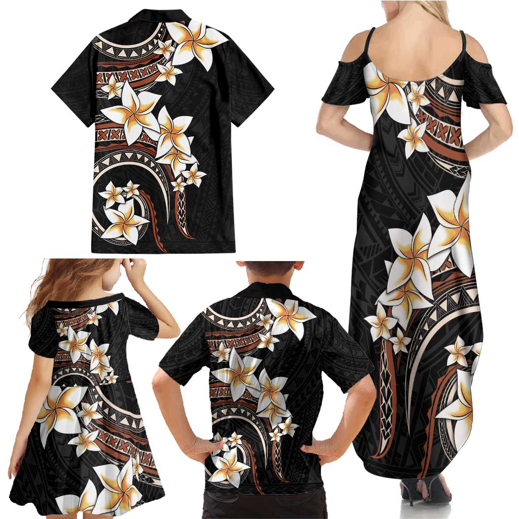 Vintage Plumeria Pacific Floral Family Matching Summer Maxi Dress and Hawaiian Shirt LT9 - Polynesian Pride