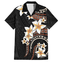 Vintage Plumeria Pacific Floral Family Matching Summer Maxi Dress and Hawaiian Shirt LT9 Dad's Shirt - Short Sleeve Black - Polynesian Pride
