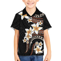 Vintage Plumeria Pacific Floral Family Matching Summer Maxi Dress and Hawaiian Shirt LT9 Son's Shirt Black - Polynesian Pride