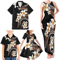Vintage Plumeria Pacific Floral Family Matching Tank Maxi Dress and Hawaiian Shirt