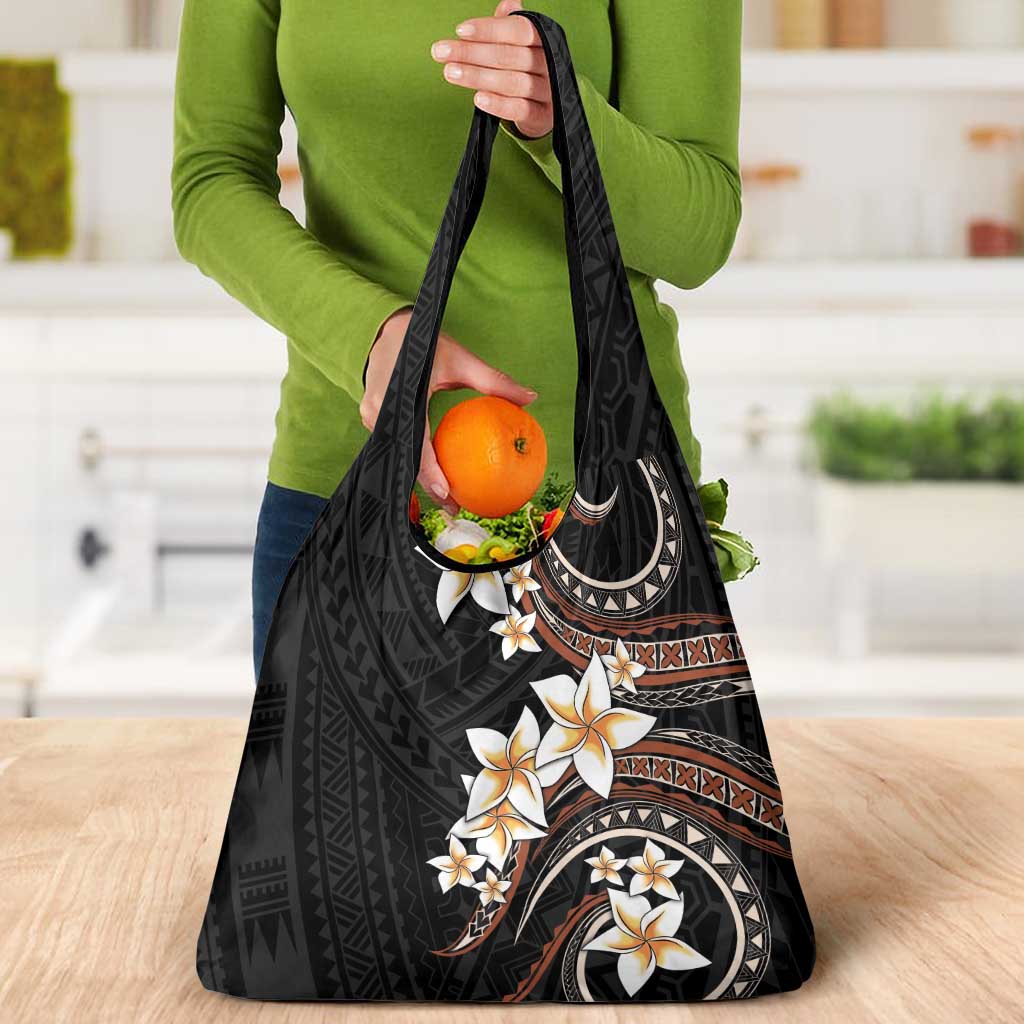 Vintage Plumeria Pacific Floral Grocery Bag