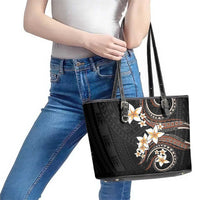 Vintage Plumeria Pacific Floral Leather Tote Bag