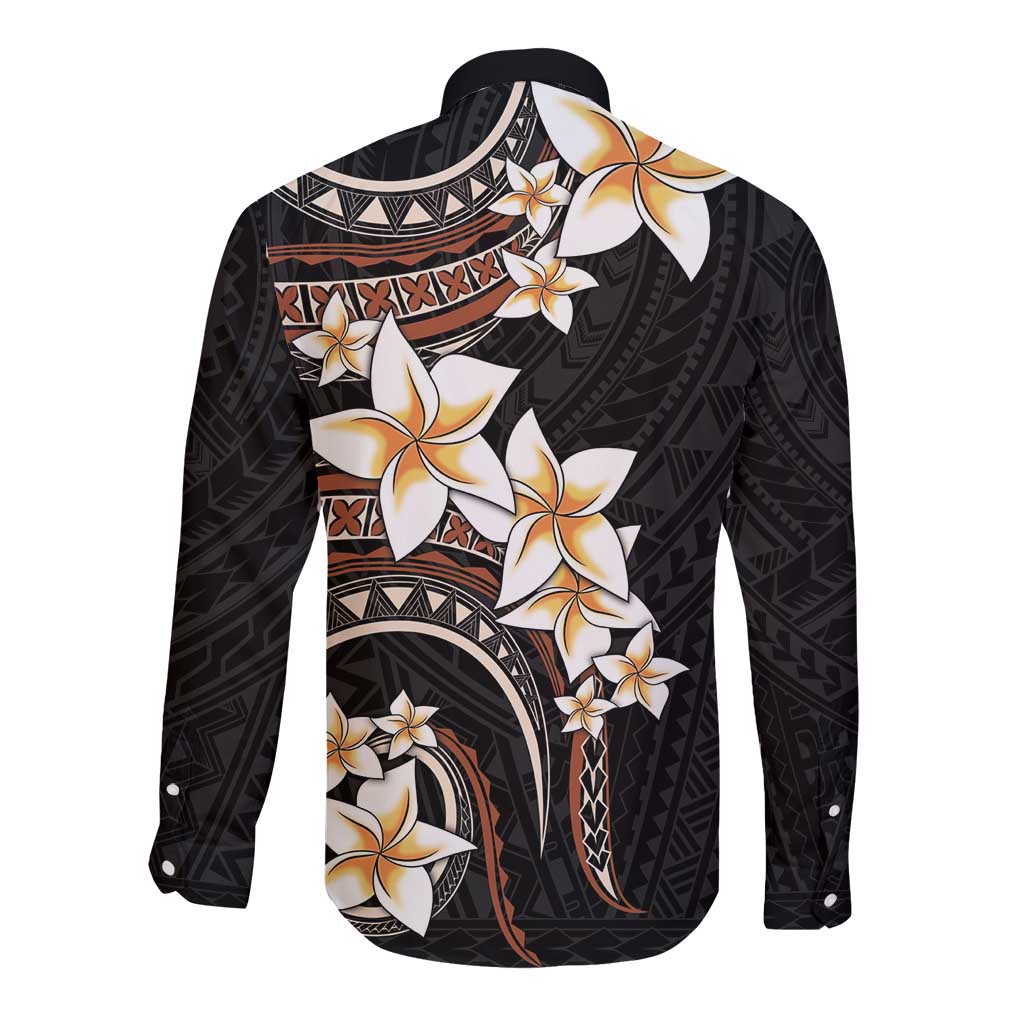 Vintage Plumeria Pacific Floral Long Sleeve Button Shirt