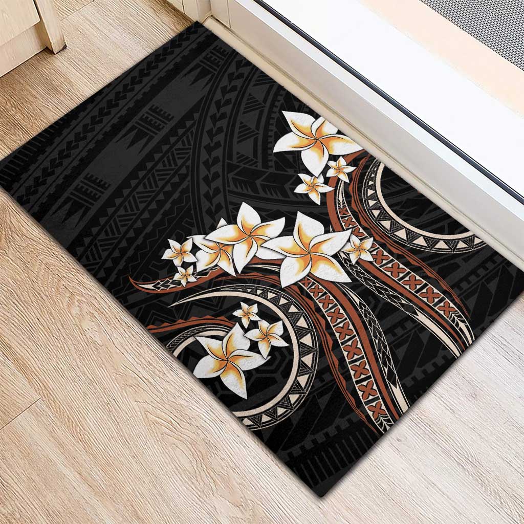 Vintage Plumeria Pacific Floral Rubber Doormat