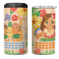 Kawaii Hula Girls 4 in 1 Can Cooler Tumbler Aloha Hibiscus Flowers