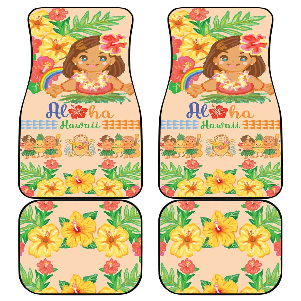 Kawaii Hula Girls Car Mats Aloha Hibiscus Flowers