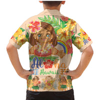 Kawaii Hula Girls Family Matching Mermaid Dress and Hawaiian Shirt Aloha Hibiscus Flowers