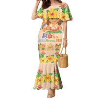 Kawaii Hula Girls Family Matching Mermaid Dress and Hawaiian Shirt Aloha Hibiscus Flowers