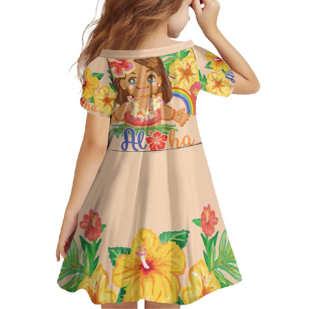 Kawaii Hula Girls Family Matching Tank Maxi Dress and Hawaiian Shirt Aloha Hibiscus Flowers