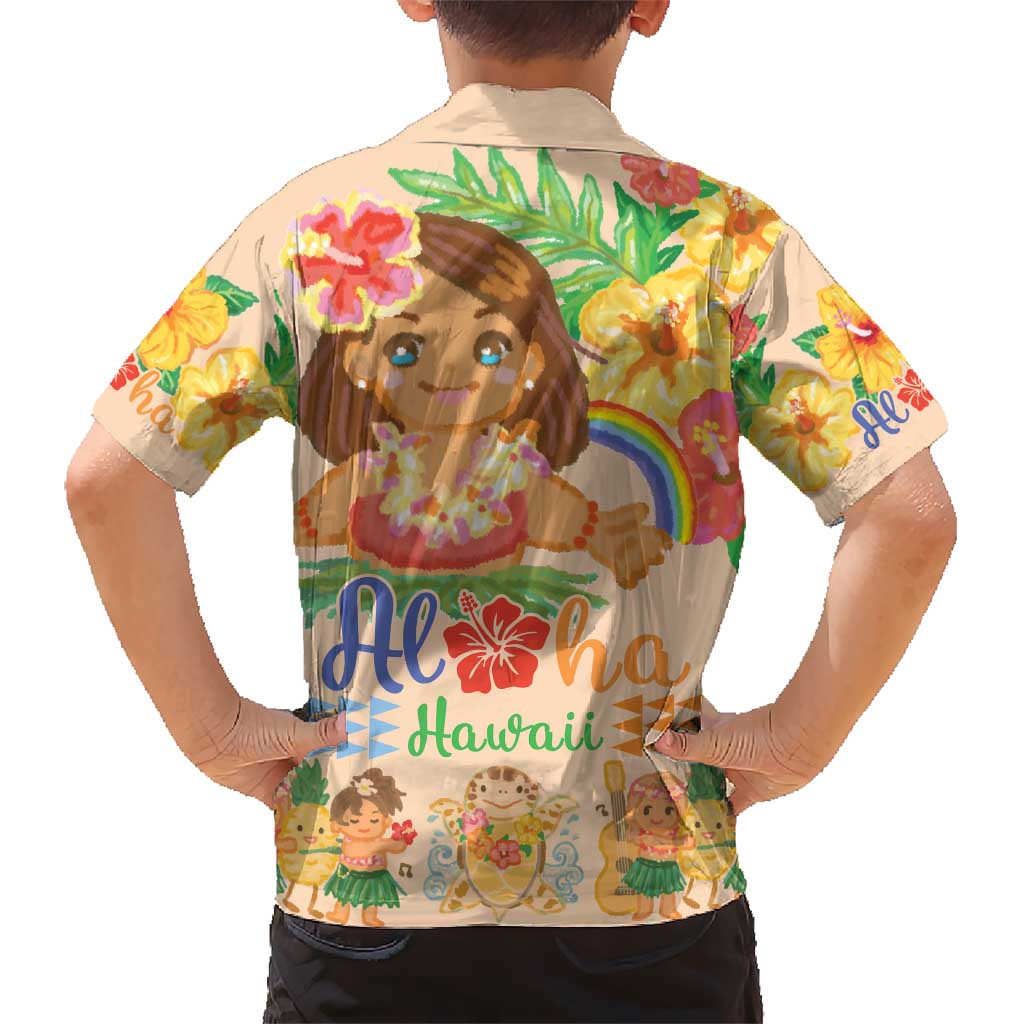 Kawaii Hula Girls Hawaiian Shirt Aloha Hibiscus Flowers