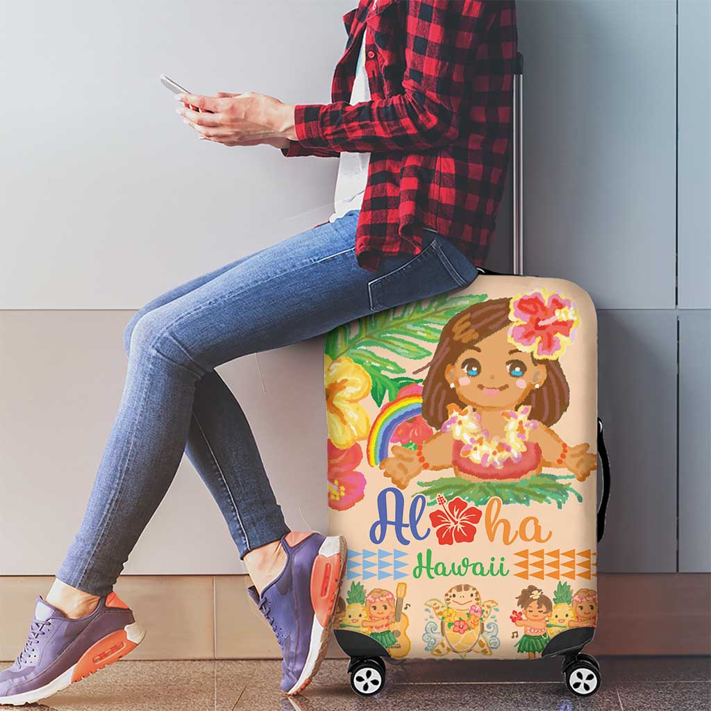 Kawaii Hula Girls Luggage Cover Aloha Hibiscus Flowers