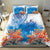 Hibiscus Turtle Tattoo Coral Reef Bedding Set with Polynesian Tribal