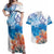 Hibiscus Turtle Tattoo Coral Reef Couples Matching Off Shoulder Maxi Dress and Hawaiian Shirt with Polynesian Tribal