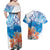 Hibiscus Turtle Tattoo Coral Reef Couples Matching Off Shoulder Maxi Dress and Hawaiian Shirt with Polynesian Tribal